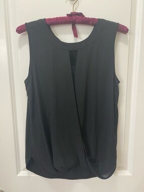 41 Hawthorn Black Draped Front Sleeveless Tank